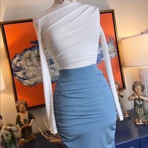 Blue and White Skirt and Top Set